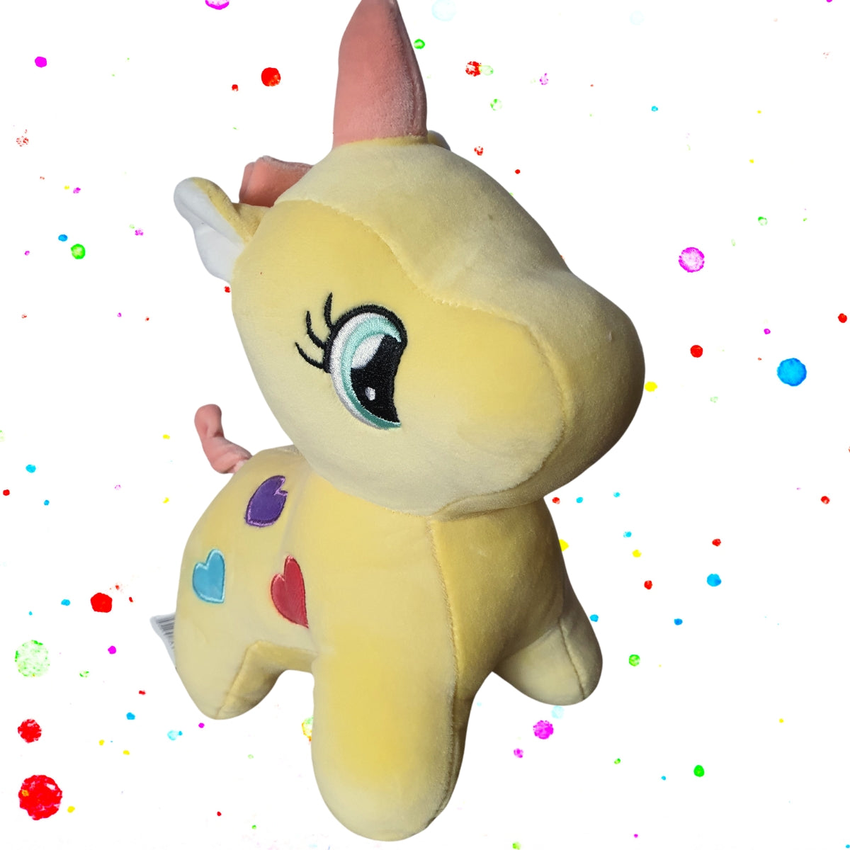 Unicórnio Amarelo de Pelúcia com LED - DM Toys Unicórnio Amarelo de Pelúcia com LED - DM Toys